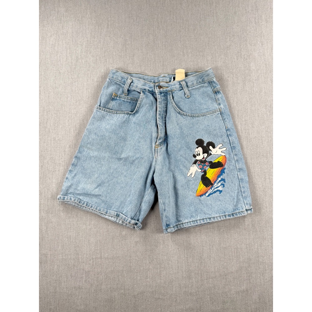 Mickey by Jerry Leigh Vintage Disney Surfing Mickey Denim Shorts Light Wash 9/10